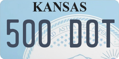 KS license plate 500DOT