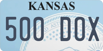 KS license plate 500DOX