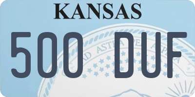 KS license plate 500DUF