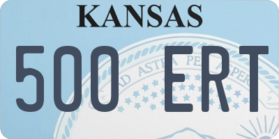 KS license plate 500ERT