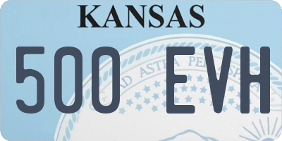 KS license plate 500EVH