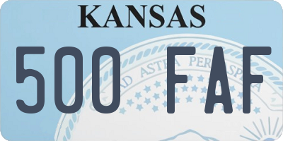 KS license plate 500FAF