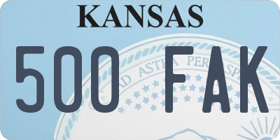 KS license plate 500FAK