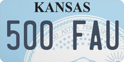 KS license plate 500FAU