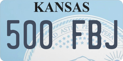 KS license plate 500FBJ