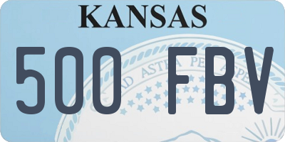 KS license plate 500FBV
