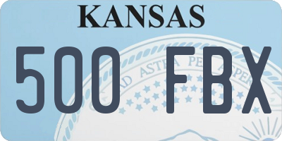 KS license plate 500FBX