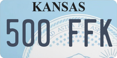 KS license plate 500FFK