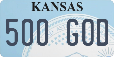 KS license plate 500GOD