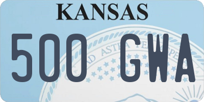 KS license plate 500GWA