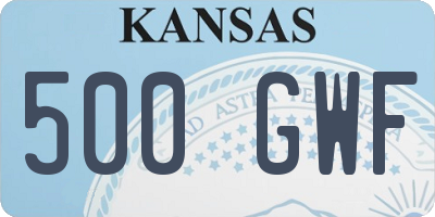 KS license plate 500GWF