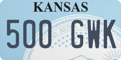 KS license plate 500GWK