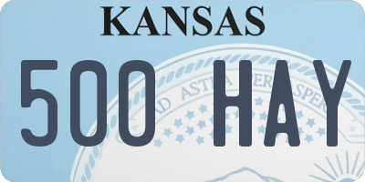 KS license plate 500HAY