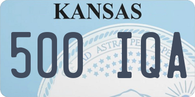 KS license plate 500IQA