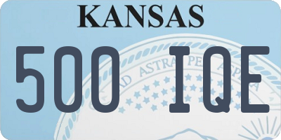 KS license plate 500IQE