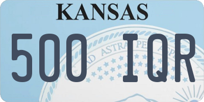 KS license plate 500IQR