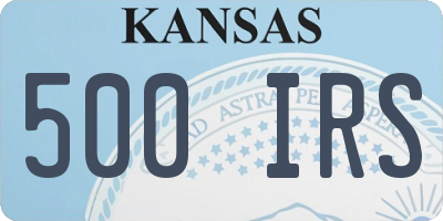 KS license plate 500IRS