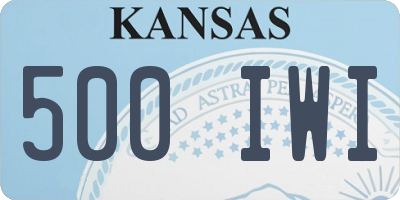 KS license plate 500IWI