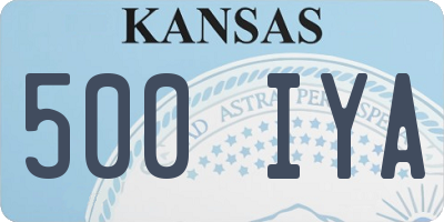 KS license plate 500IYA