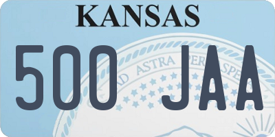 KS license plate 500JAA