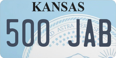 KS license plate 500JAB