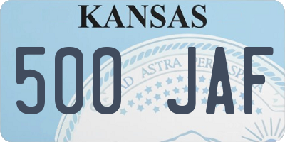KS license plate 500JAF
