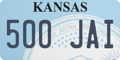 KS license plate 500JAI