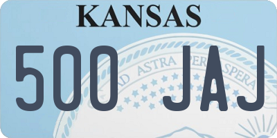 KS license plate 500JAJ