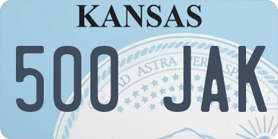 KS license plate 500JAK