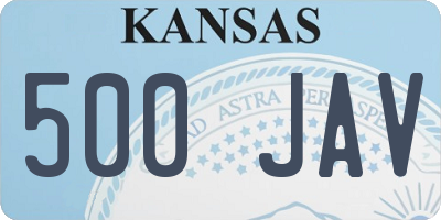 KS license plate 500JAV