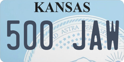 KS license plate 500JAW