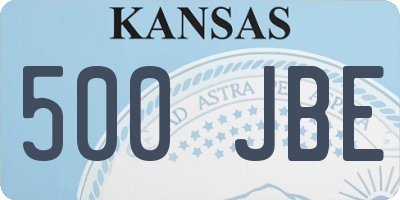 KS license plate 500JBE