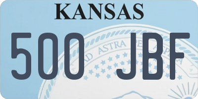 KS license plate 500JBF