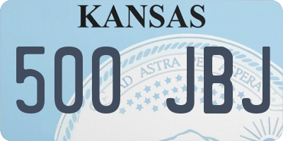 KS license plate 500JBJ