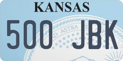 KS license plate 500JBK