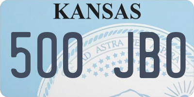 KS license plate 500JBO