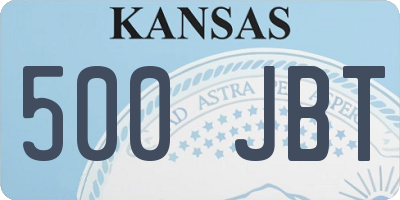 KS license plate 500JBT