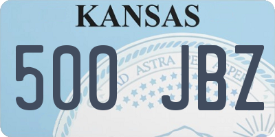 KS license plate 500JBZ