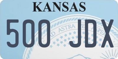 KS license plate 500JDX