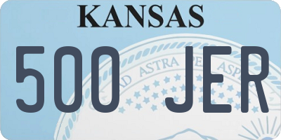 KS license plate 500JER