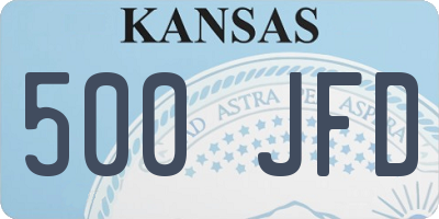 KS license plate 500JFD