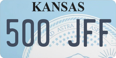 KS license plate 500JFF