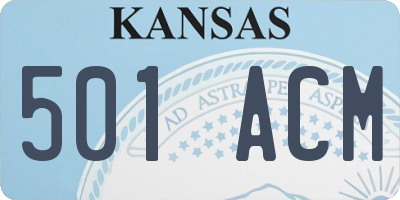 KS license plate 501ACM