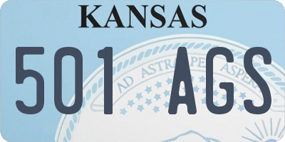 KS license plate 501AGS