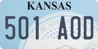 KS license plate 501AOD