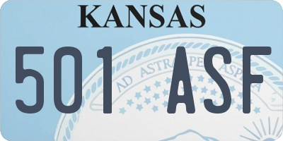 KS license plate 501ASF