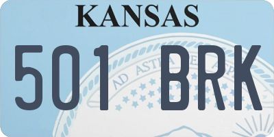 KS license plate 501BRK