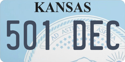 KS license plate 501DEC