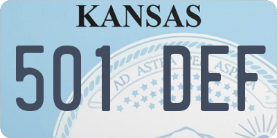 KS license plate 501DEF