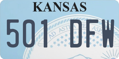 KS license plate 501DFW